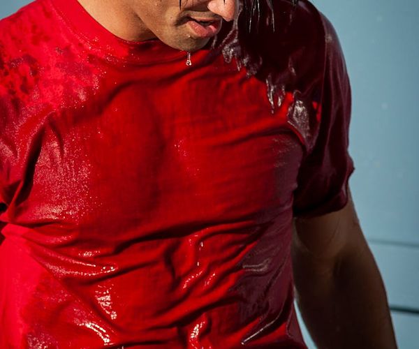 Man looking energetic and refreshed outdoors